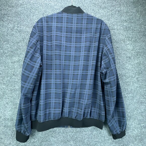 Paisley & Gray Bomber Jacket Mens Medium Blue Plaid Full Zip Slim Fit Seersucker - Picture 5 of 16